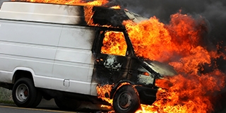 Van on fire