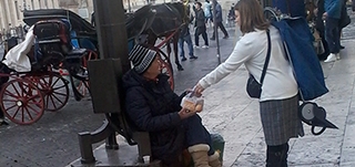 feeding the street people in Rome