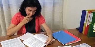 Katja studying